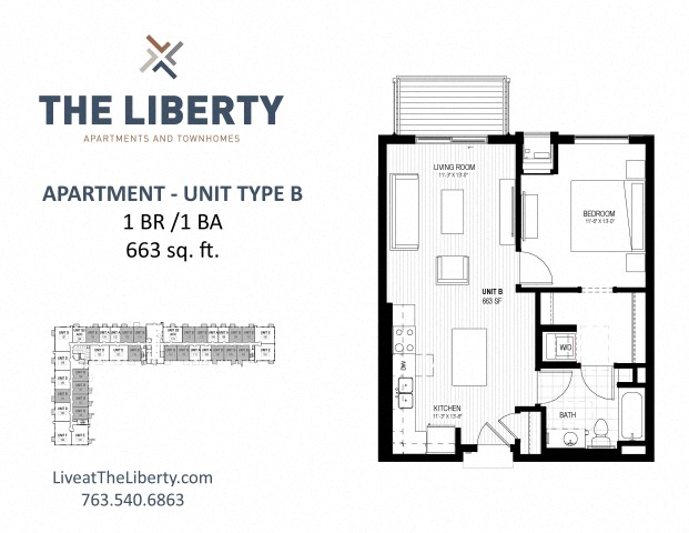 B Floor plan at The Liberty Apartments & Townhomes, Golden Valley